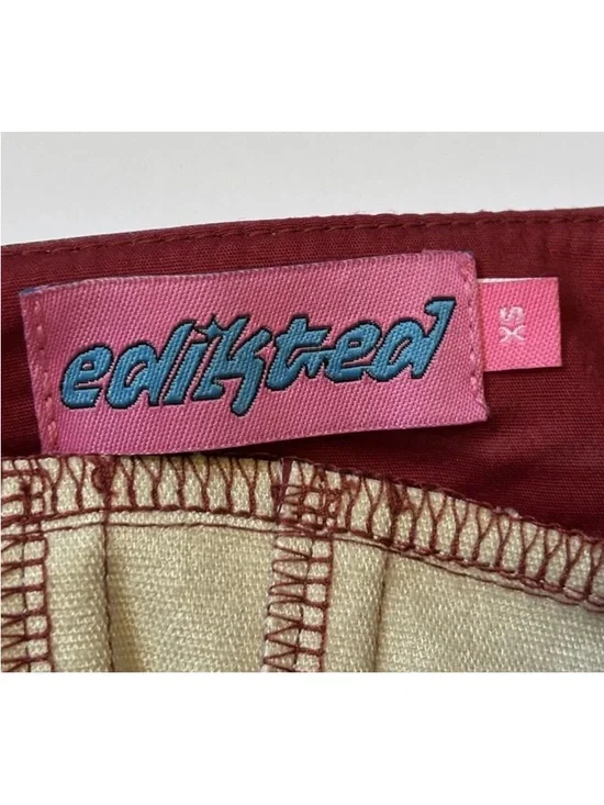 Edikted Red Faux Leather Corset Top XS Strapless Lace Up Back Y2K - Picture 5 of 6